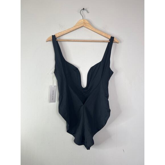 NWT Riot Swim Lana One-Piece Open Deep V Back Pull On Swimsuit Black Size: Large - Picture 7 of 9